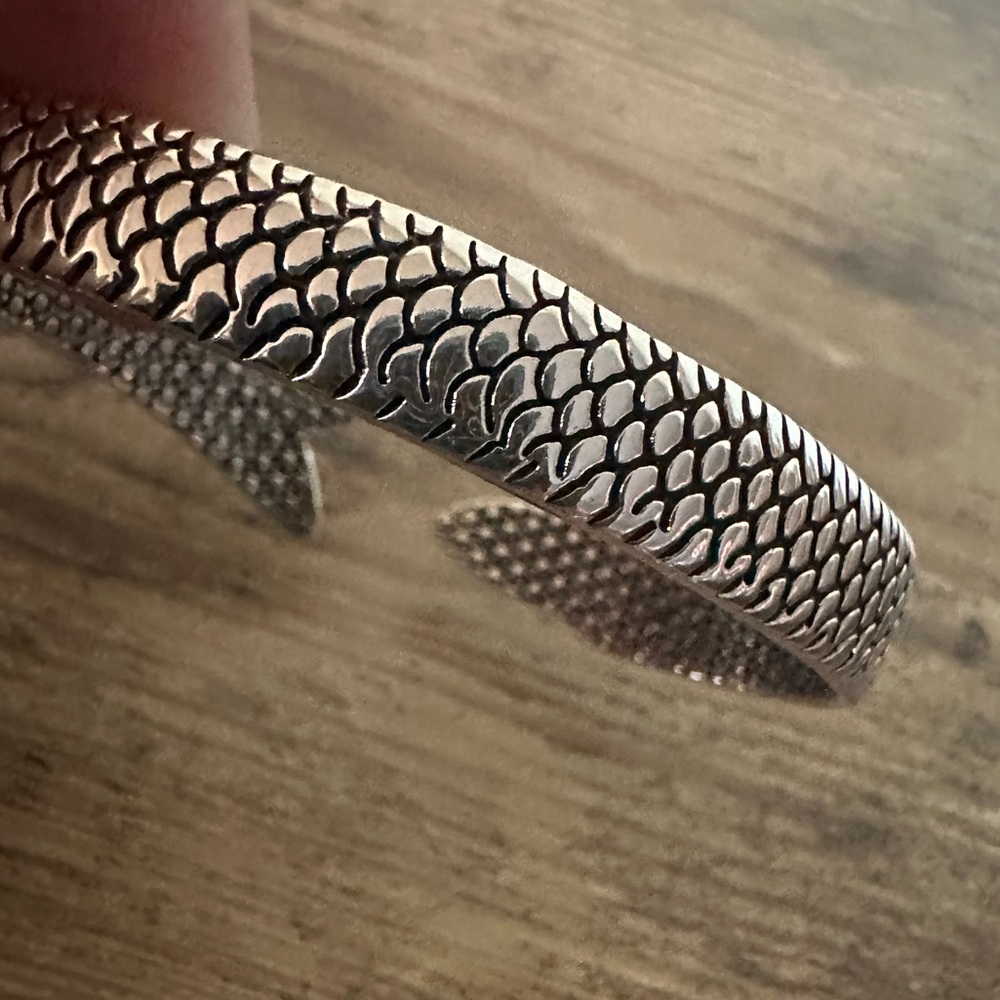 Minimalist Sterling Silver Cuff – Fish Bangle Bracelet, Modern Jewelry cape cod - Picture 3 of 6